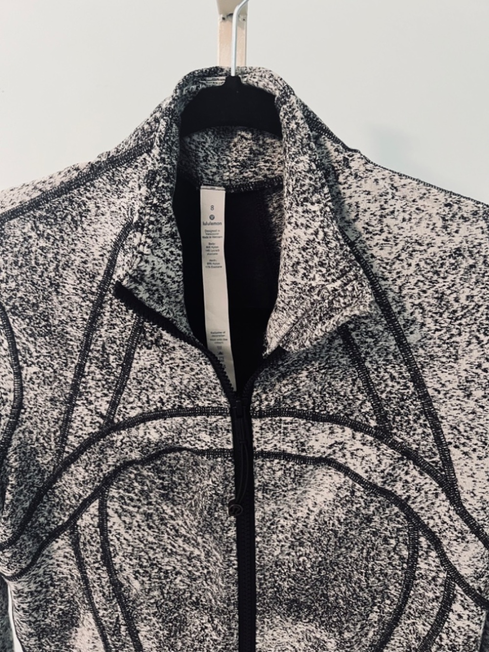 Lululemon Fitted Define-Style Jacket – Black & White Heathered – Size 8 - Picture 3 of 4